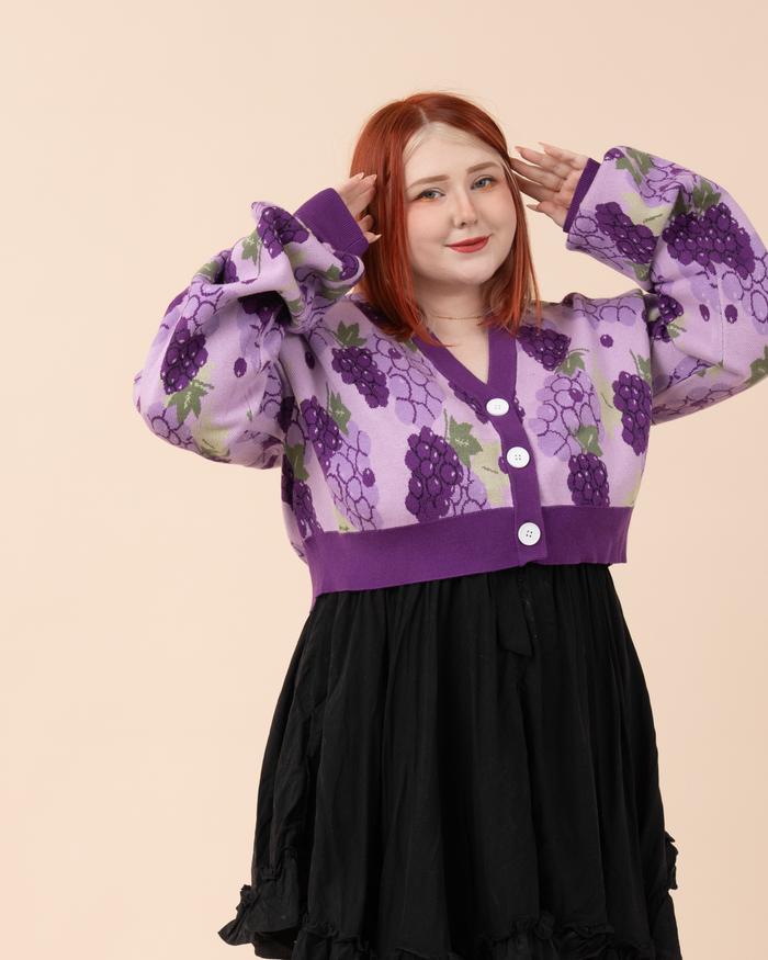 Cropped Grape Cardigan