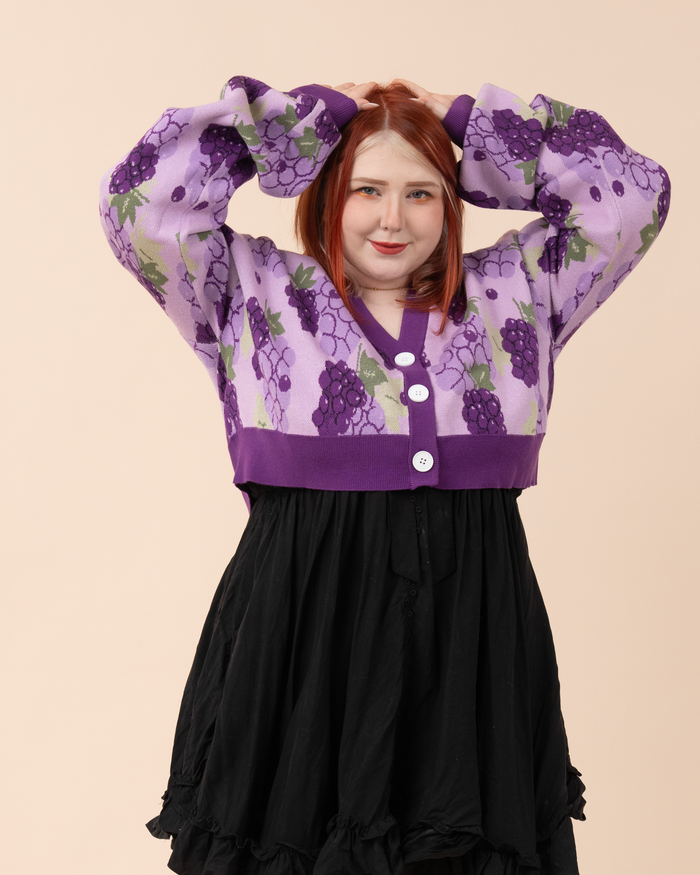 Cropped Grape Cardigan