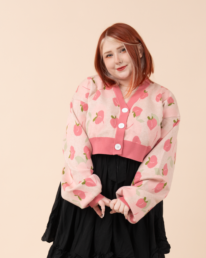 Cropped Peach Cardigan