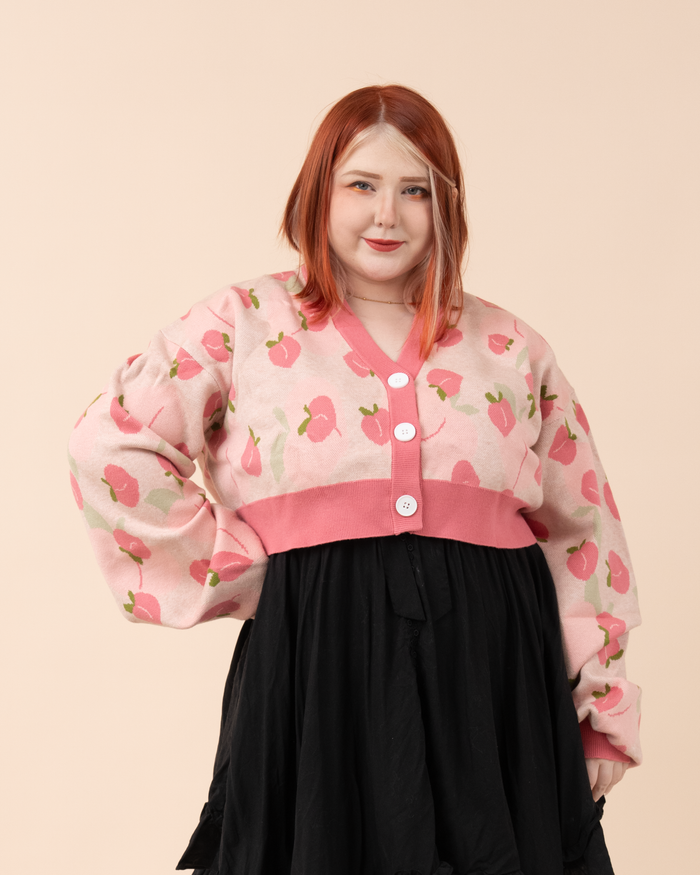 Cropped Peach Cardigan
