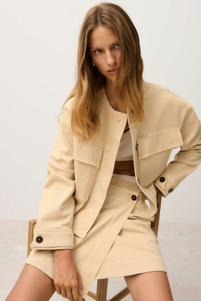 Cropped Utility Jacket - Camel Beige