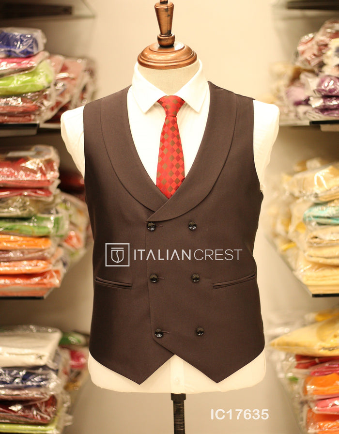Dark Brown 3-Piece Peak Lapel Suit