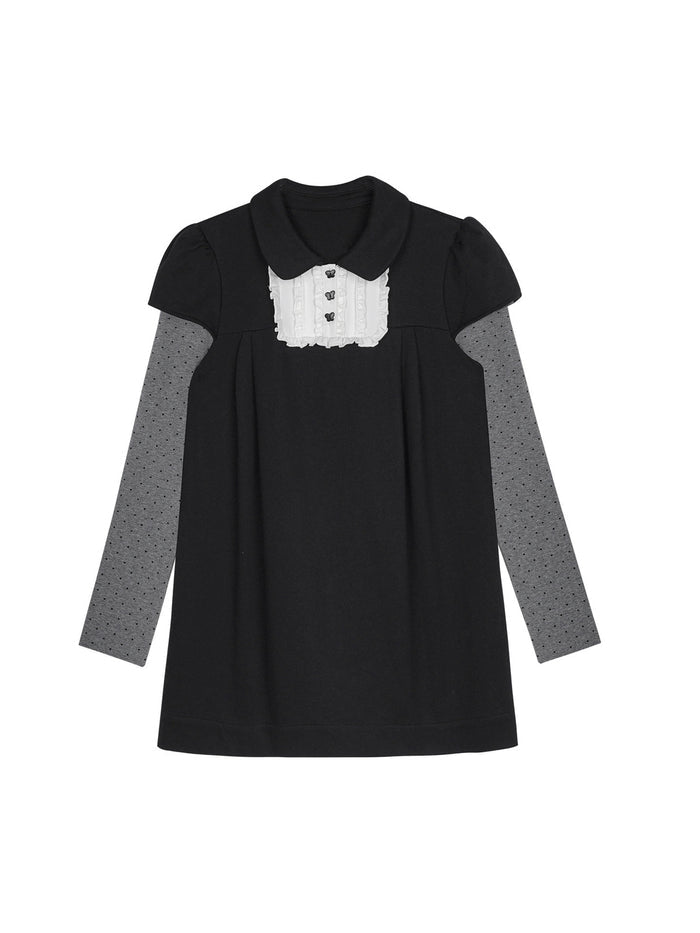 Dark Coquette Ruffle Bib Mini Dress