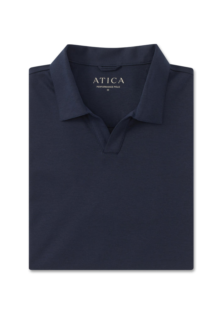 Dark Navy Buttonless Performance Polo - Atica Man