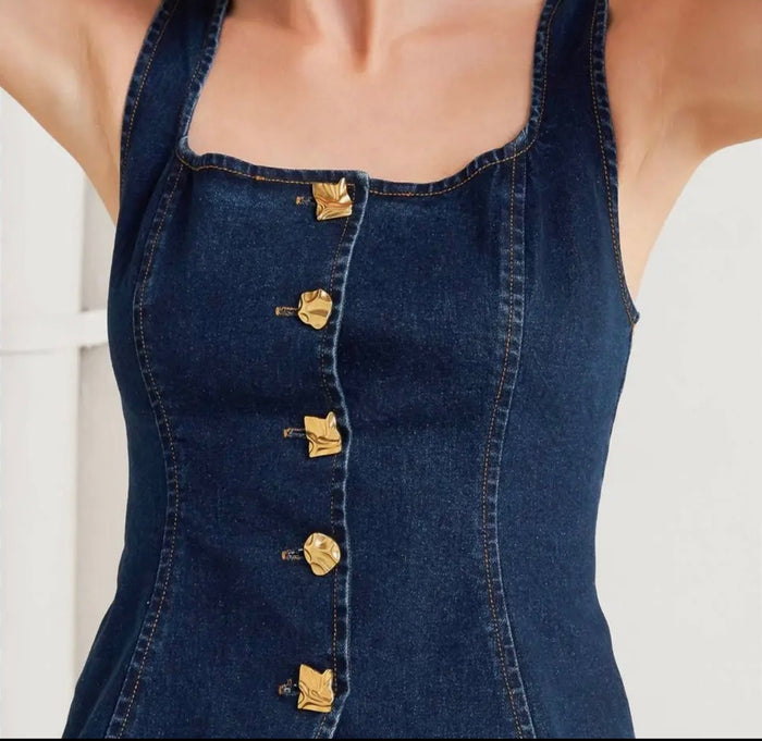 Denim Button Top