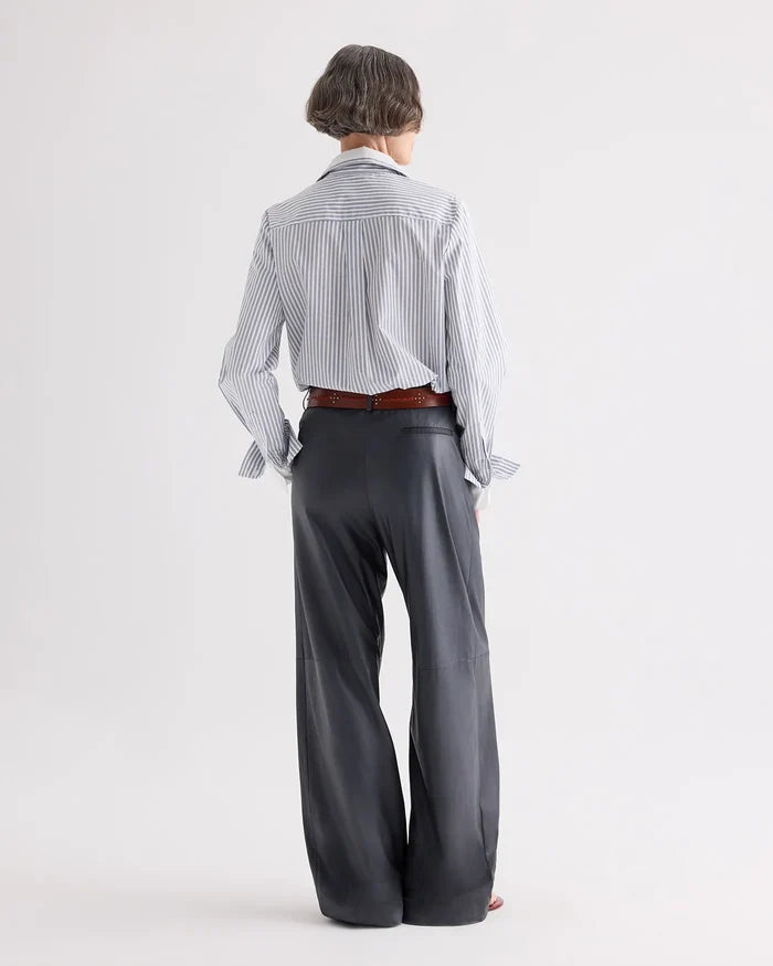 Double Layer Boyfriend - White/Navy Stripe