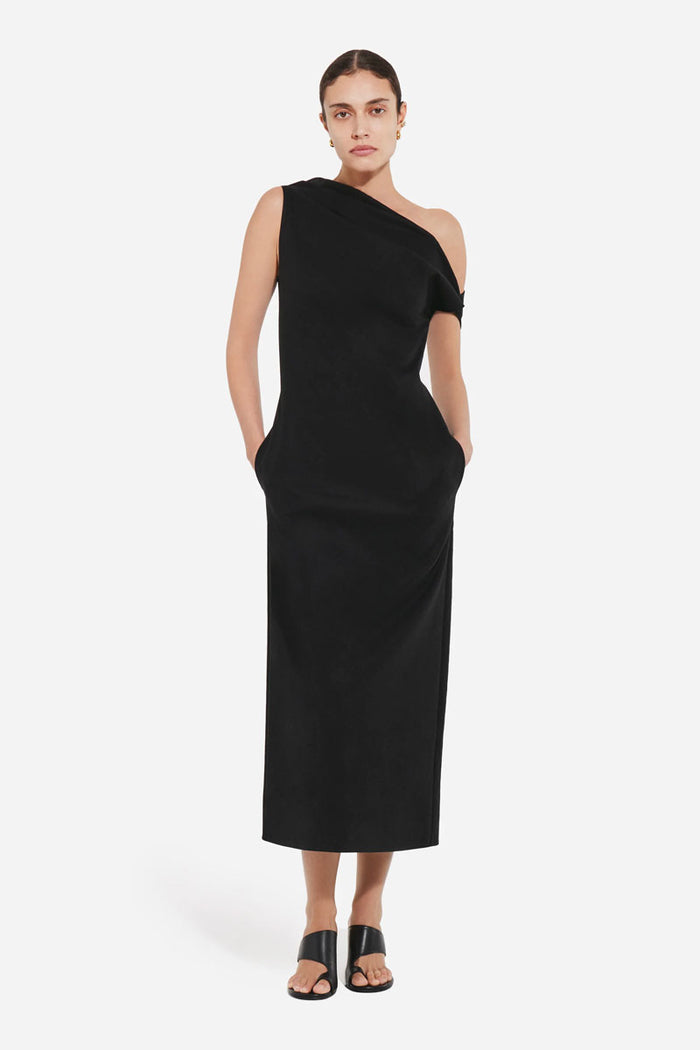 Draped Back Dress - Black