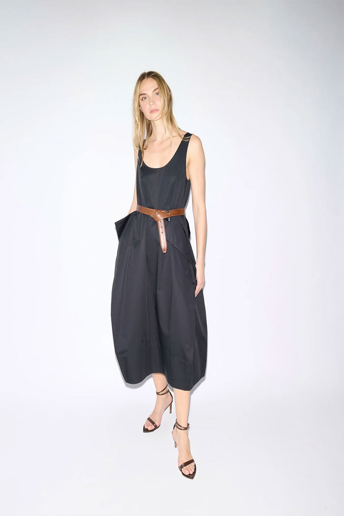 Eco Poplin Tank Dress - Black