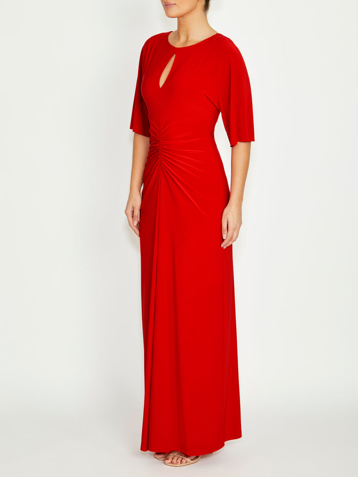 Women's Jersey Floor Length Gown in Red | Eden
