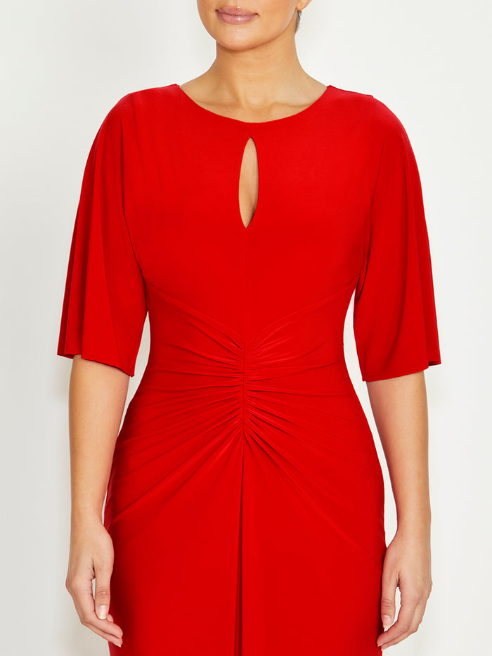 Women's Jersey Floor Length Gown in Red | Eden