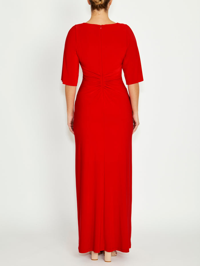 Women's Jersey Floor Length Gown in Red | Eden