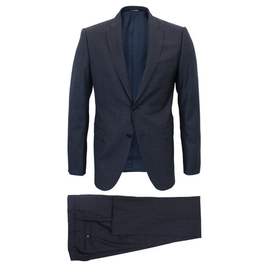 Emporio Armani - M Line Slim Fit Microcheck Pattern Suit in Navy - Nigel Clare
