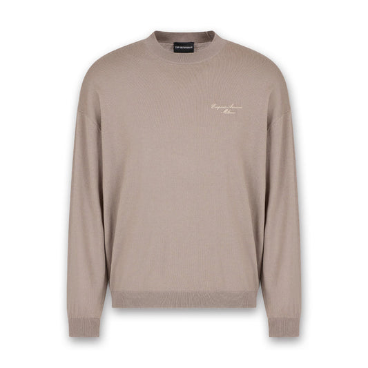 Emporio Armani - Signature Logo Crew Neck in Beige - Nigel Clare