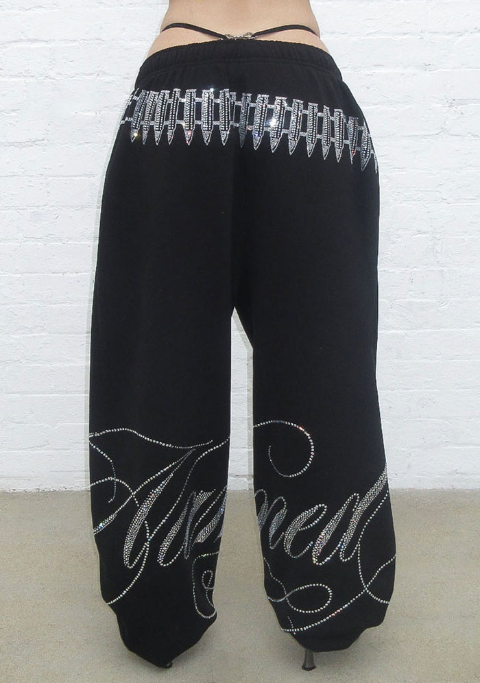 ENEMY RHINESTONE SWEATPANTS BLACK