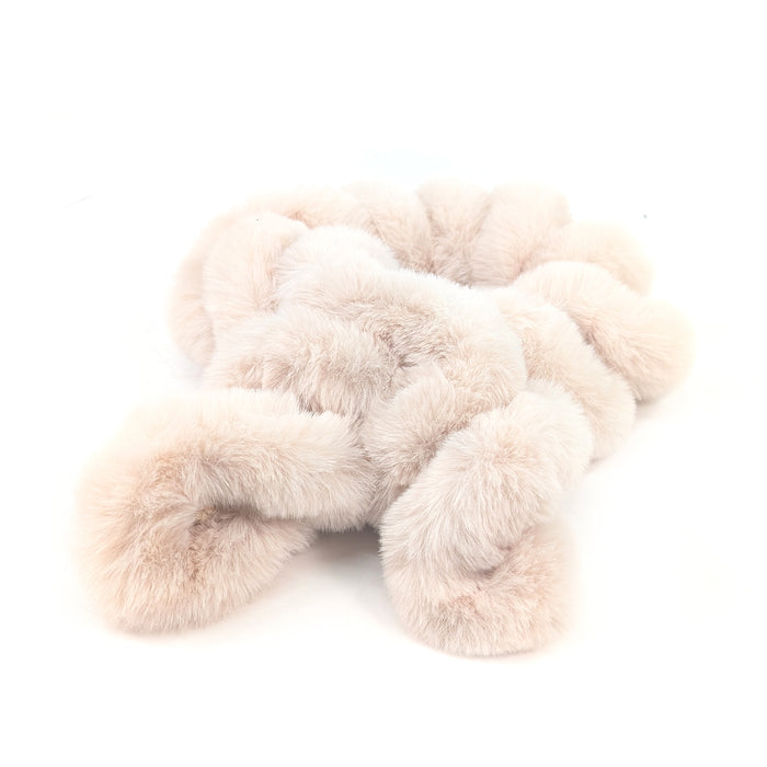 Faux Fur Corkscrew Collar - Cream