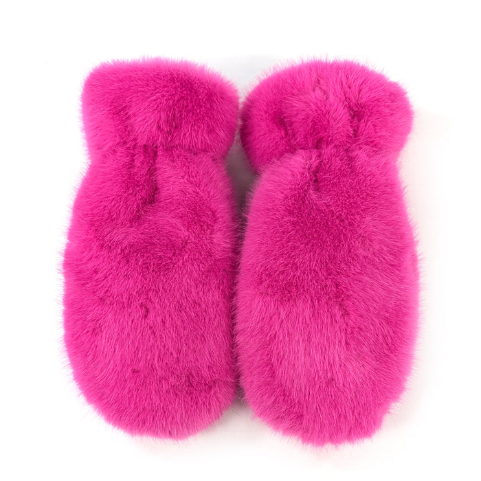 Faux Fur Mittens - Bright Pink