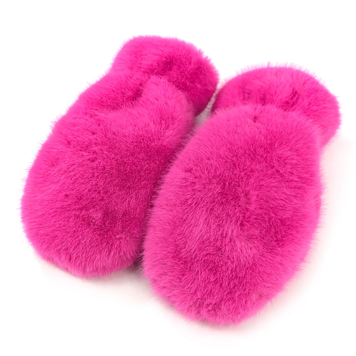 Faux Fur Mittens - Bright Pink