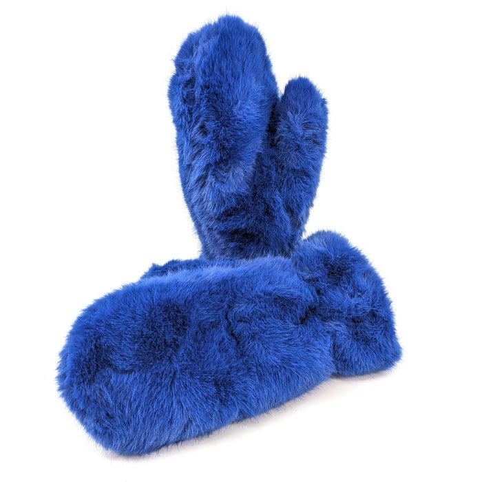 Faux Fur Mittens - Denim Blue