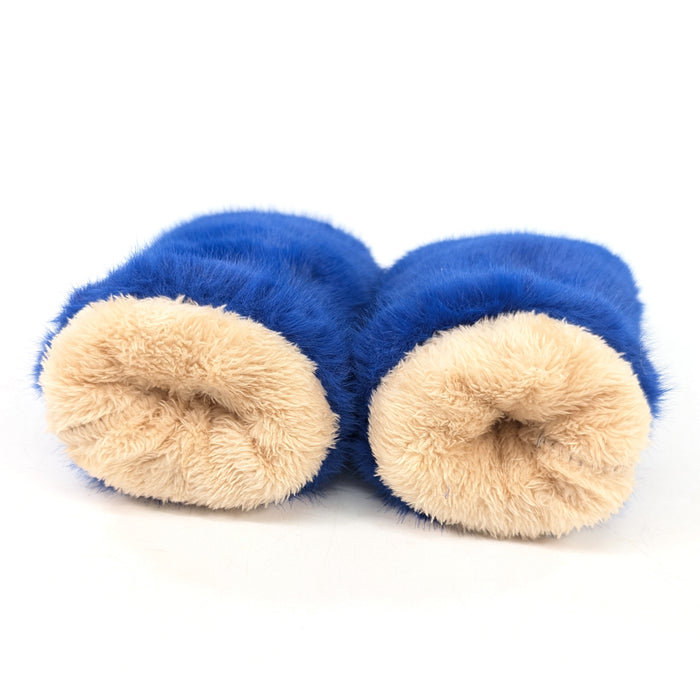 Faux Fur Mittens - Denim Blue