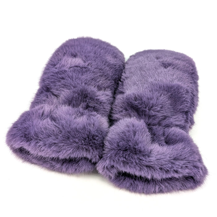 Faux Fur Mittens - Purple