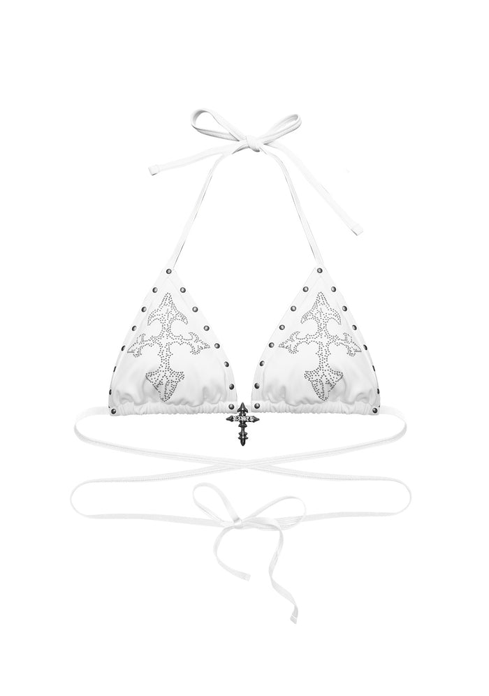 FERAL STUDDED BIKINI TOP WHITE