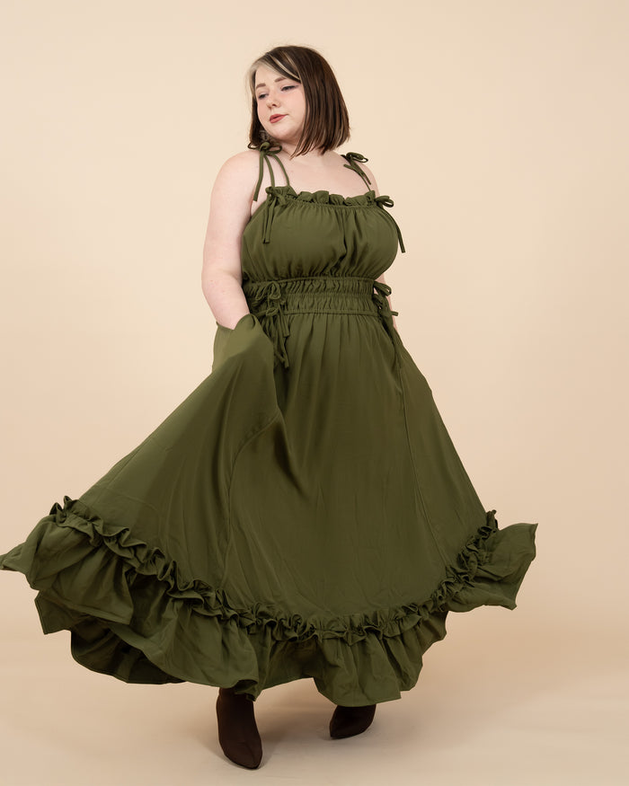 Fleur Dress in Olive Grove