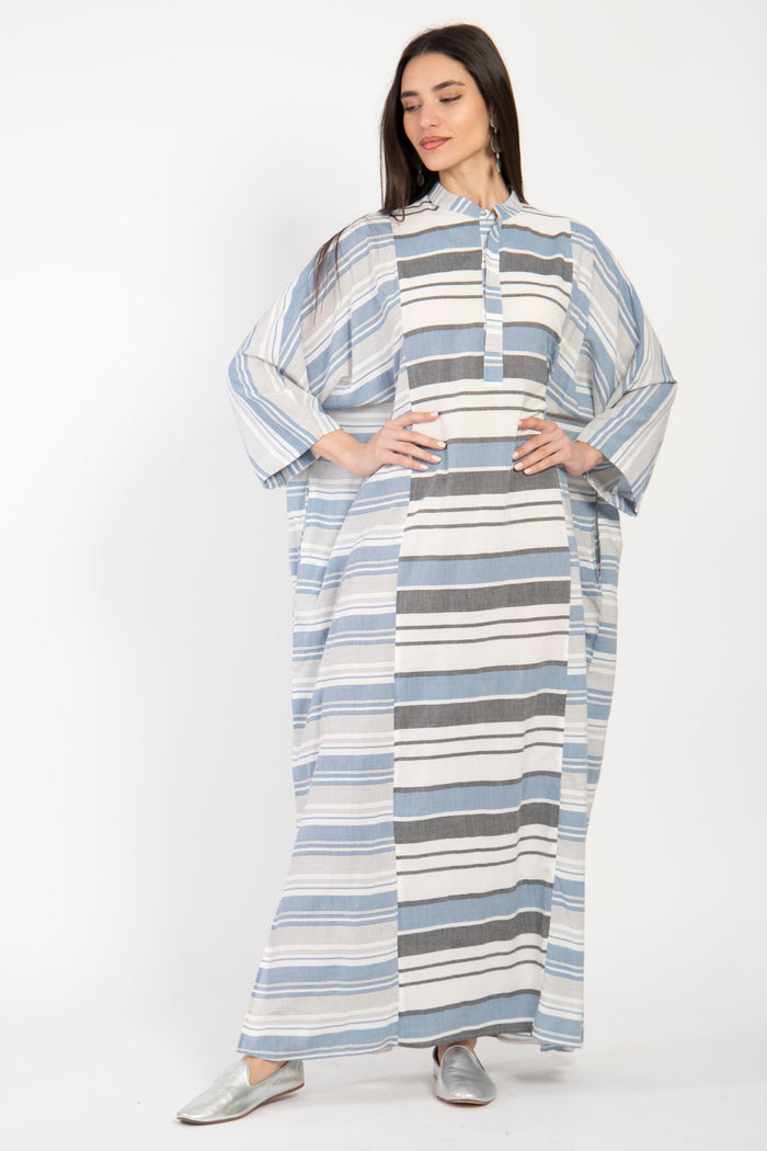 Frankie Organic Cotton Blue Striped Jellaba