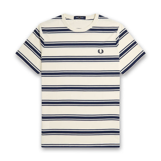 Fred Perry - Fine Striped T-Shirt in Ecru/Navy - Nigel Clare