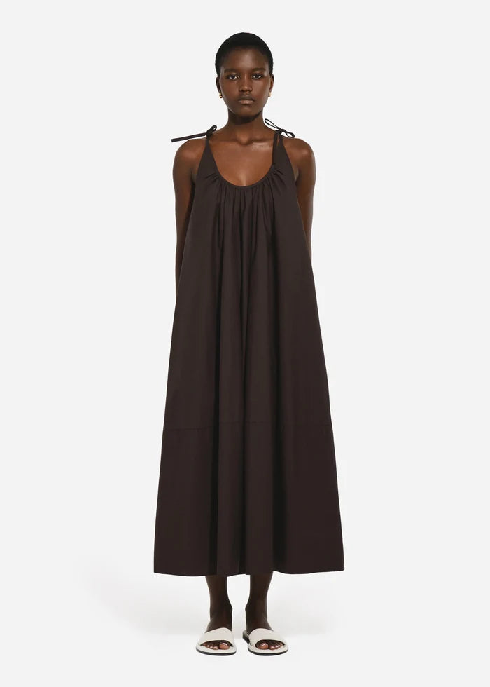 Gathered Maxi Dress - Chocolate