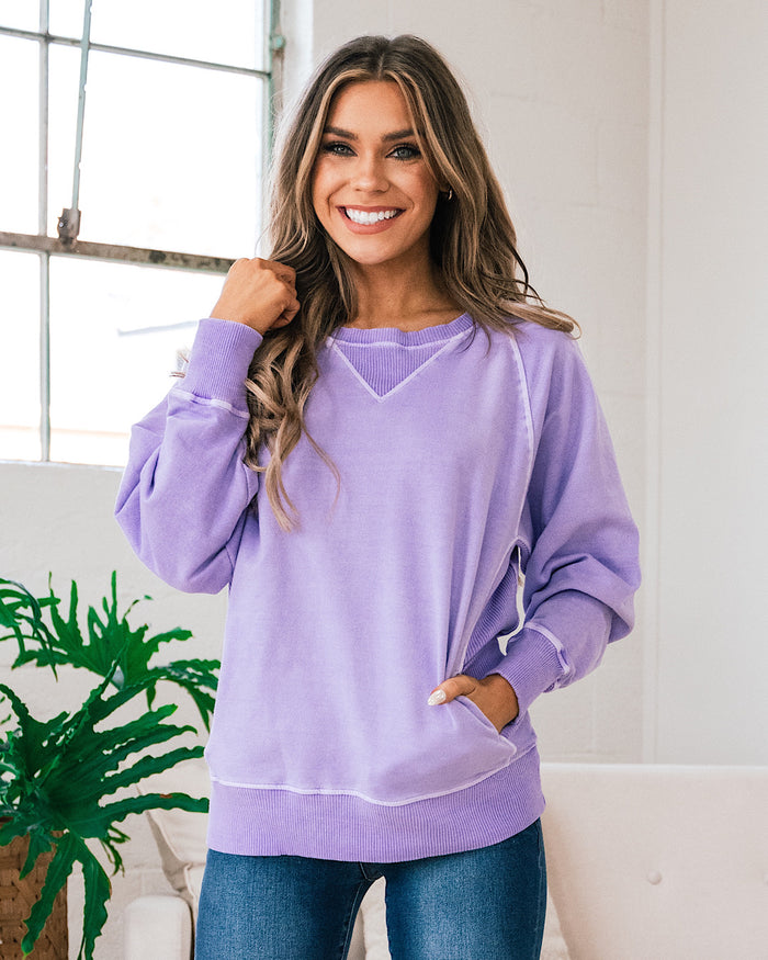 Girlfriend Crewneck Sweatshirt - Color Options Available! Zenana Bright Lavender