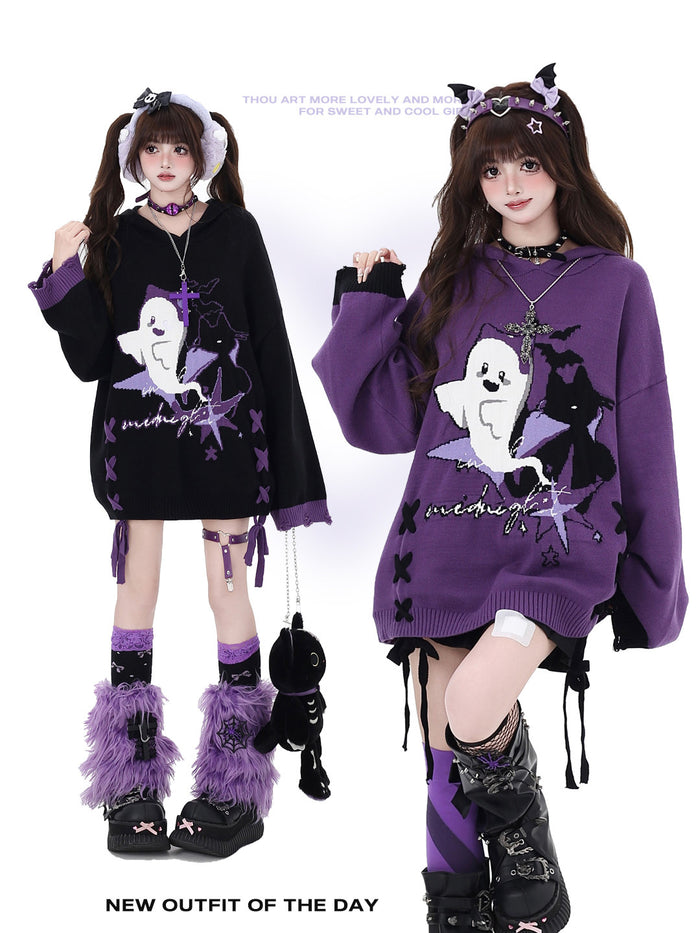 Gothic Ghost Graphic Oversized Sweater