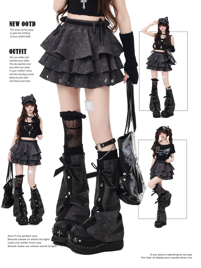 Gothic Tiered Ruffle Mini Skirt
