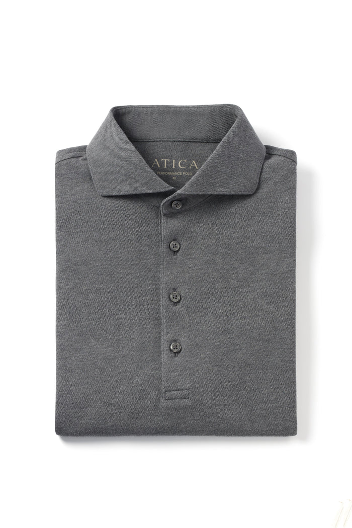 Grey Dress Collar Performance Polo - Atica Man