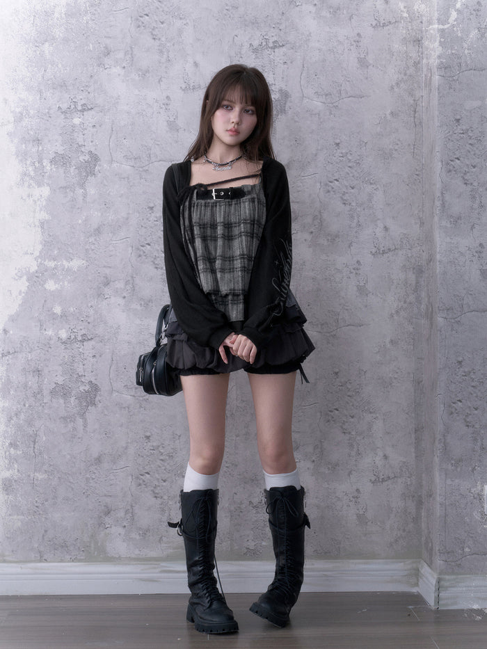 Grunge Plaid Buckle Cami Top