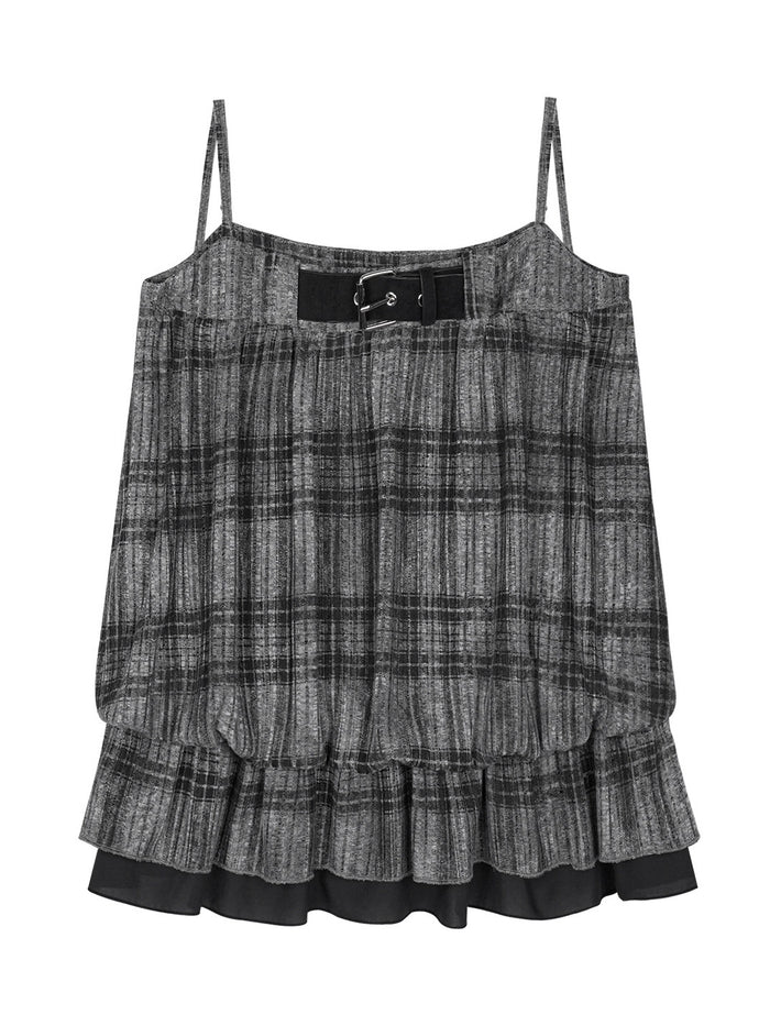 Grunge Plaid Buckle Cami Top
