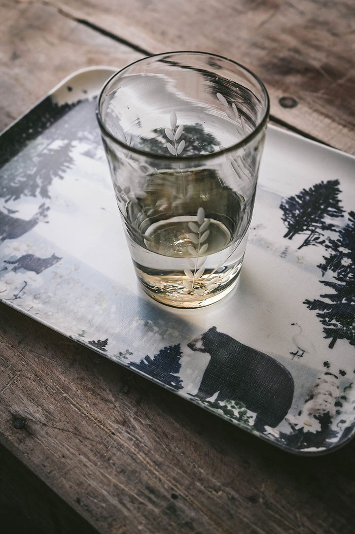 Hand-etched Stackable Floral Tumbler