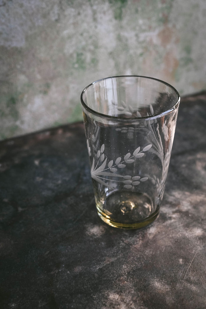 Hand-etched Stackable Floral Tumbler