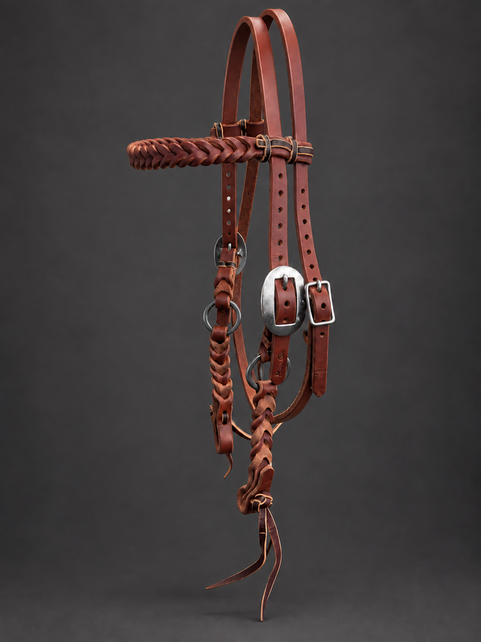 Headstall - HS119 - 5/8" Ranch Heavy Oil Bleeding Heart with Ring Cheeks