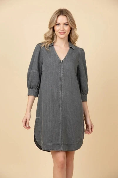 Heimish Denim Zip Front Shift Dress
