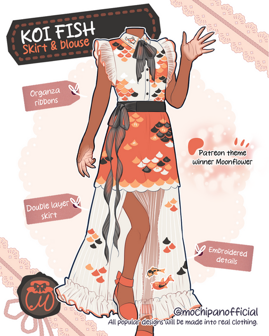 (Interest Check) Koi Fish Blouse & Skirt
