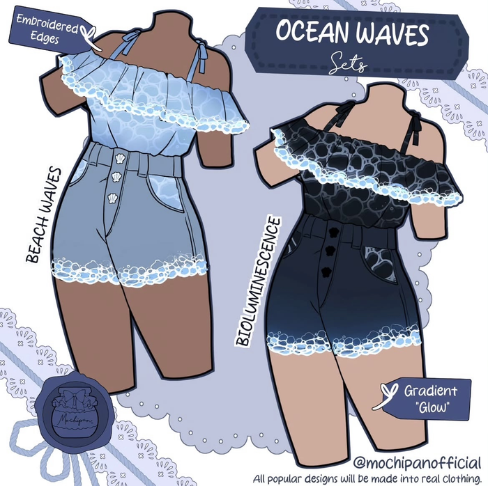 (Interest Check) Ocean Waves Top & Shorts (In Development)