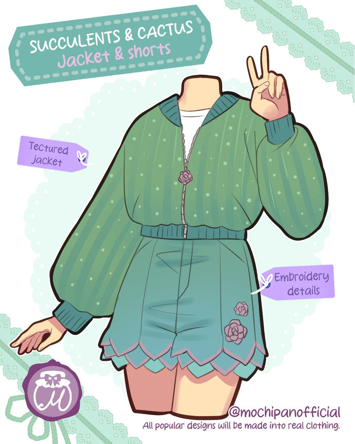 (Interest Check) Succulent & Cactus Jacket & Shorts (In Development)