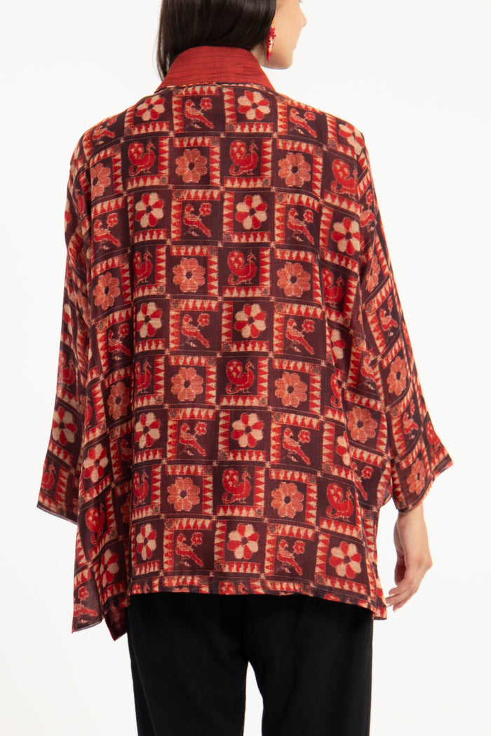 Janna Cotton Silk Red Jacket