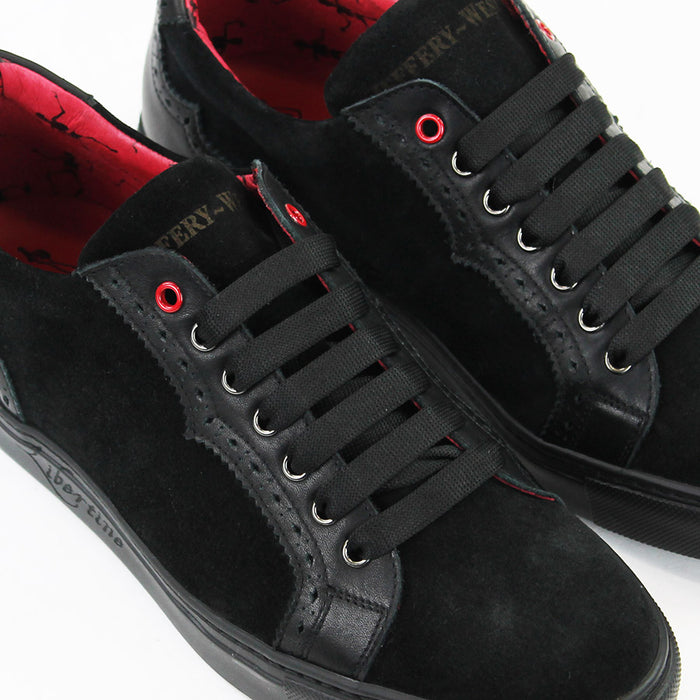 Jeffery West - Apolo Velour Leather Trainers in Black - Nigel Clare