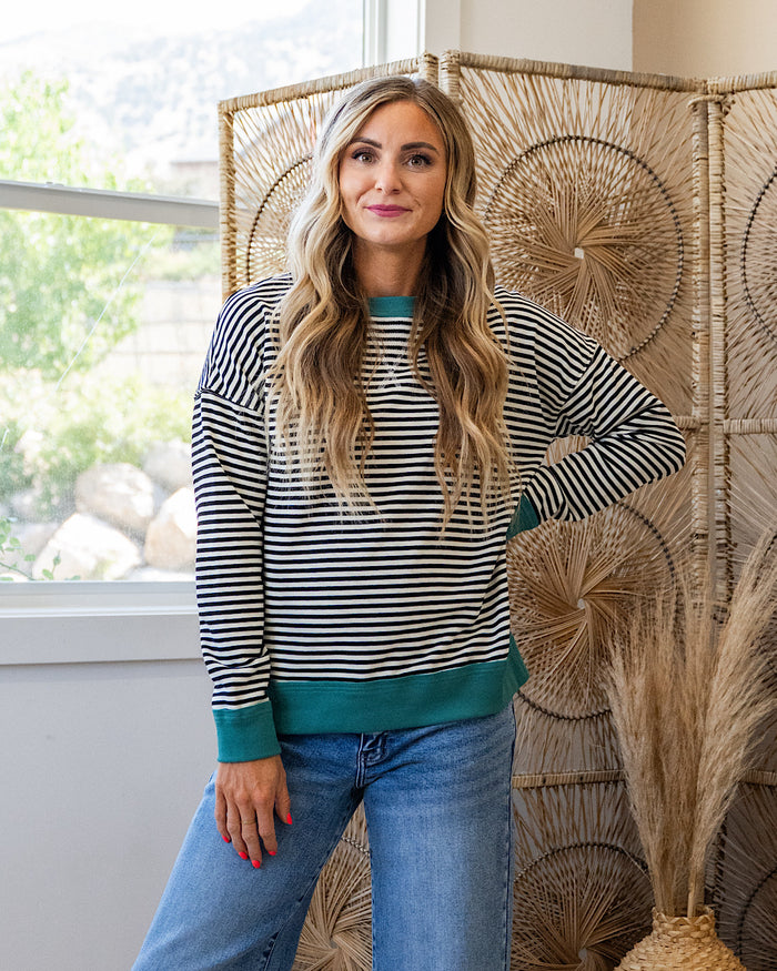 Kaylee Striped Top - Black & Ivory Staccato