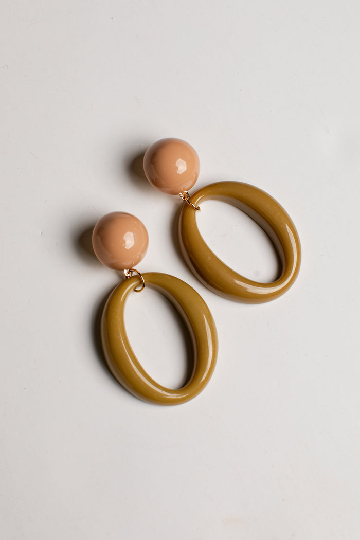 women's mustard oval drop earrings