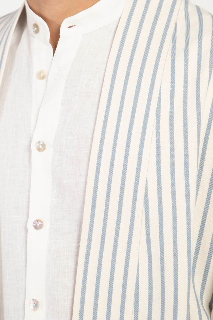 Khaled Cotton Striped Light Blue Jacket