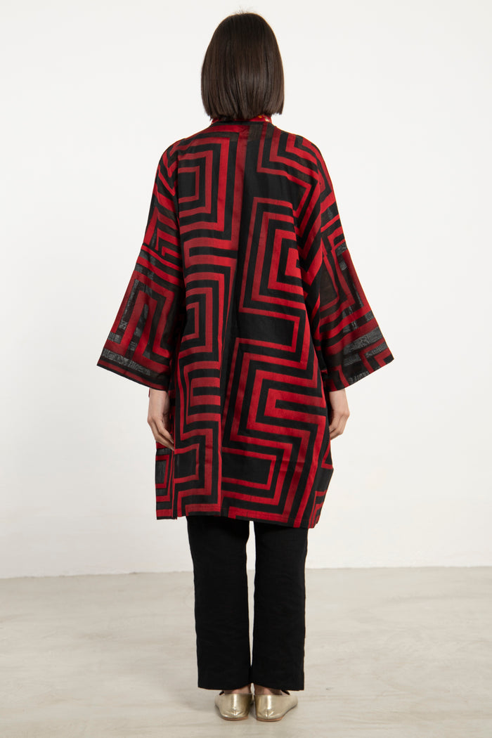 Khalida Cotton Red & Black Abaya