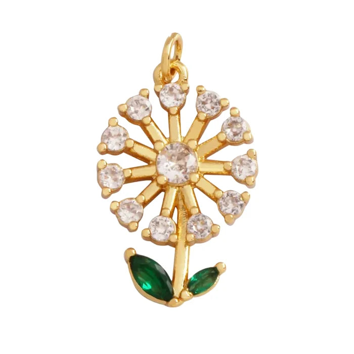 Large Pave Dandelion Charm