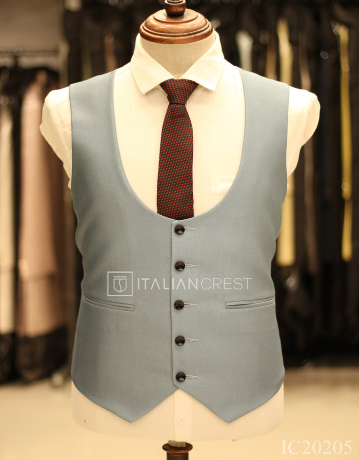 Light Blue 3-Piece Notch Lapel Suit
